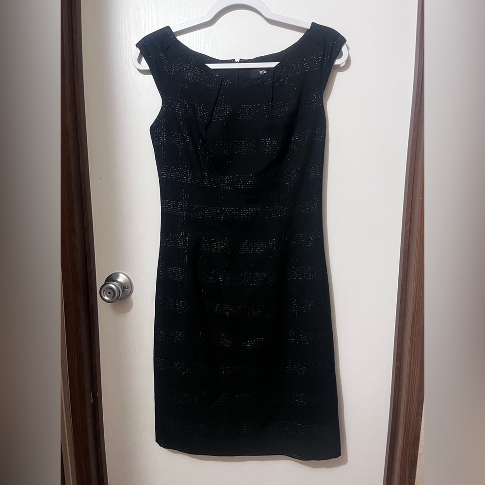 Moschino Elegant Black Midi Dress with Silver Highlights